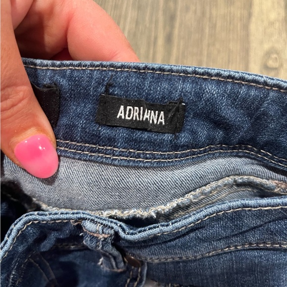 1822 Adrianna Skinny Jeans Low Rise Pockets Distressed Denim Dark Wash Size 4 - Picture 8 of 12